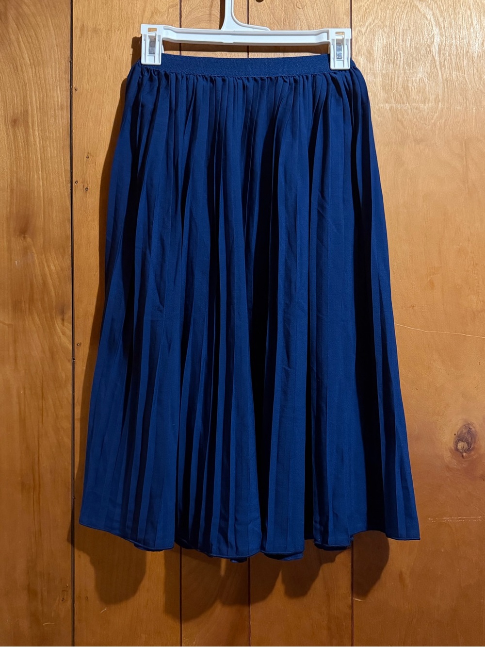 Ultra Flirt Navy Pleated Midi Skirt